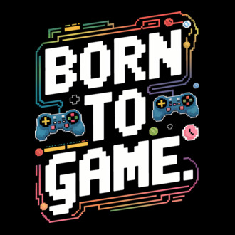 Born to Game Pixel Negru model tricou