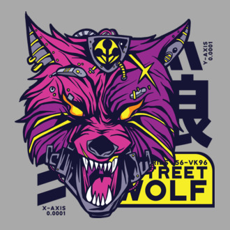 Cap de lup Cyberpunk model tricou
