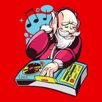 Moș Crăciun DJ model tricou