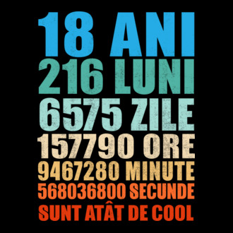De 18 ani - luni - zile - ore - minute - secunde - sunt atât de cool model tricou