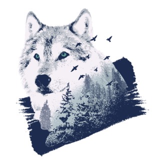 Tricou design Pădure Lup model tricou