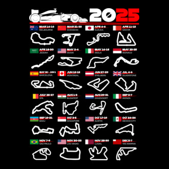 F1 calendar 2025 negru model tricou
