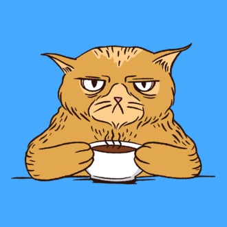 Grumpy Cat - Pisică supărată cu cafea model tricou