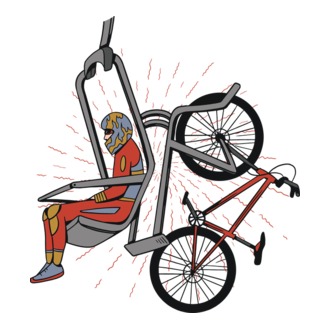 Biciclist montain bike pe teleferic model tricou