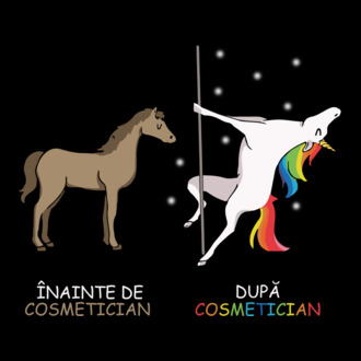 Înainte de cosmetician După cosmetician model tricou