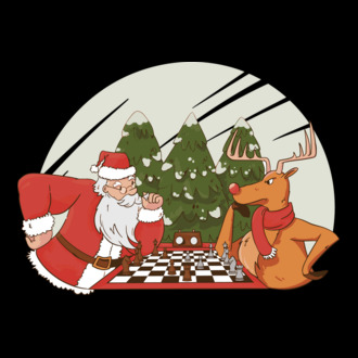 Meci de șah cu Moș Crăciun model tricou