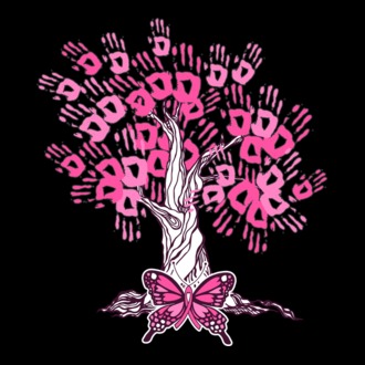 Copac cu fluture lupta împotriva cancerului de sân model tricou
