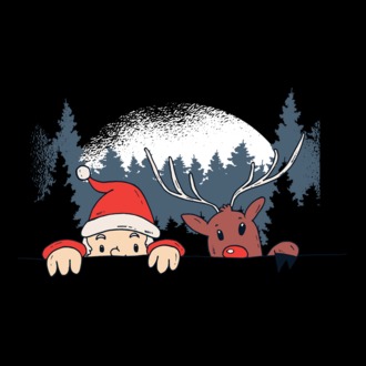 Moș Crăciun și Rudolf trag cu ochiul model tricou