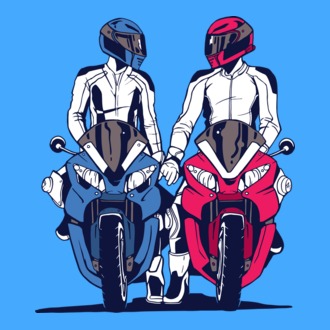 Cuplu de motocicliști model tricou