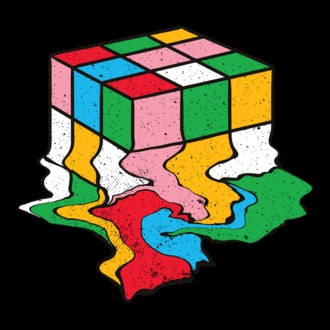 Cub Rubik topindu-se model tricou