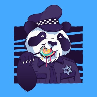 Panda polițist cu acadea model tricou