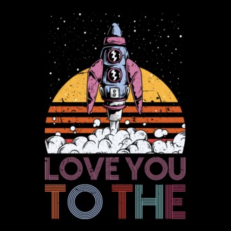 Retro vintage love you to the moon and back ROCKET model tricou