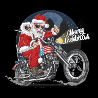 Santa Motocicletă Merry Christmas model tricou