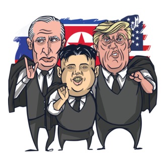 Trump, Putin, Kim - trei prieteni buni model tricou