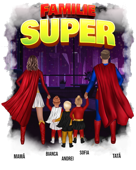 Familie super cu trei copii