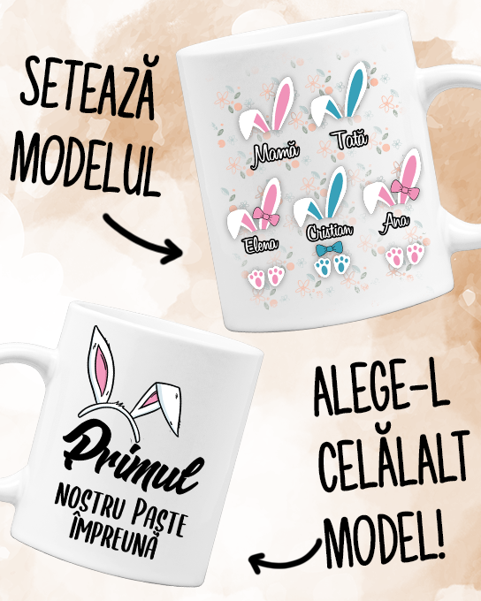 Cană pentru familie de iepurași