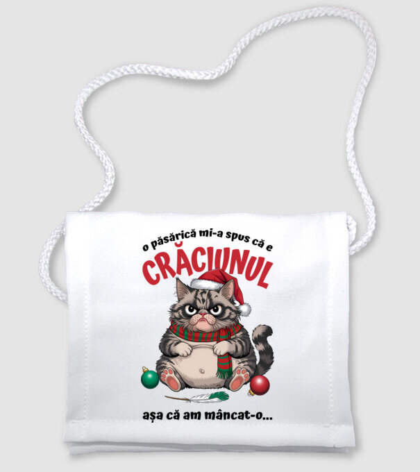 Am mâncat pasărea Crăciun pisică Alb model alb pe tricou