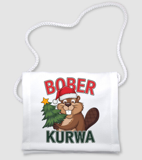 Bober kurwa Christmas model alb pe tricou