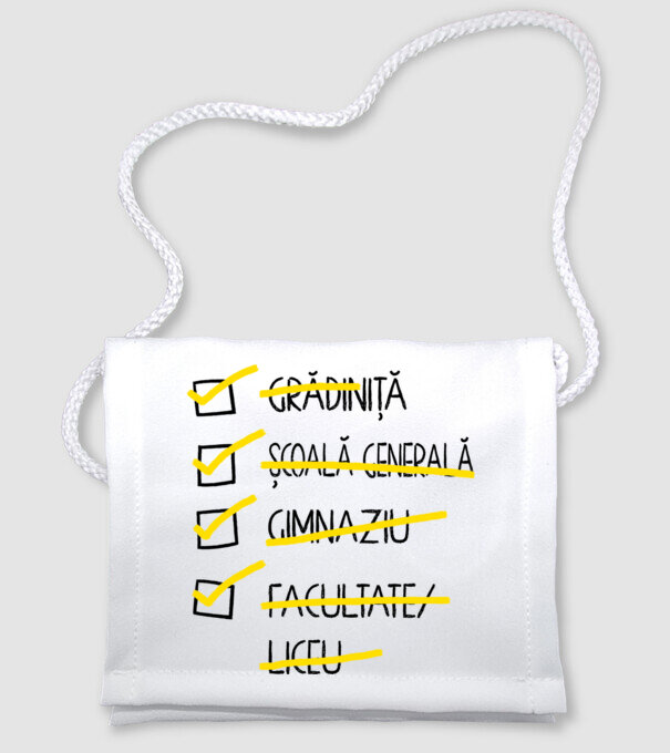 Cheklist educație - Facultate alb model alb pe tricou
