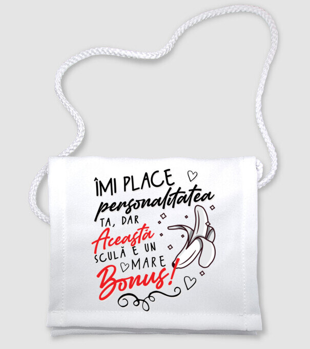 Dar această sculă e un mare bonus! model alb pe tricou
