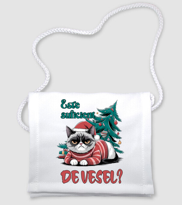Este suficient de vesel? pisică Crăciun model alb pe tricou