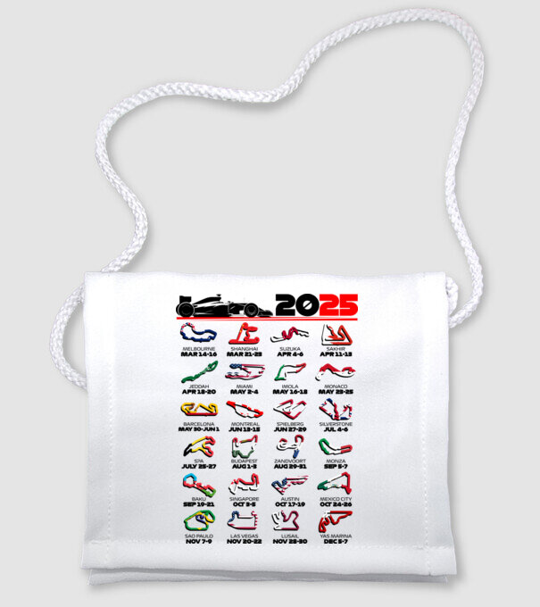F1 calendar 2025 Alb model alb pe tricou