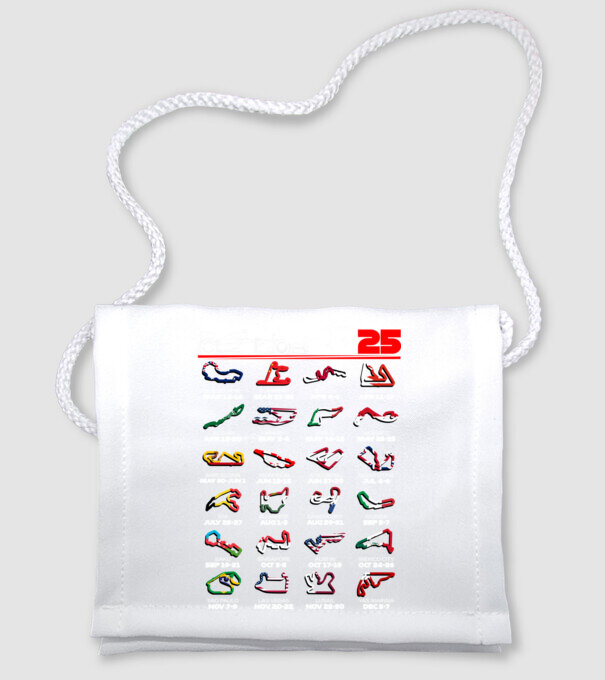 F1 calendar 2025 Negru model alb pe tricou