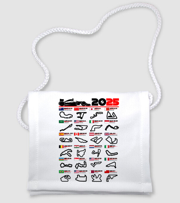 F1 calendar 2025 model alb pe tricou