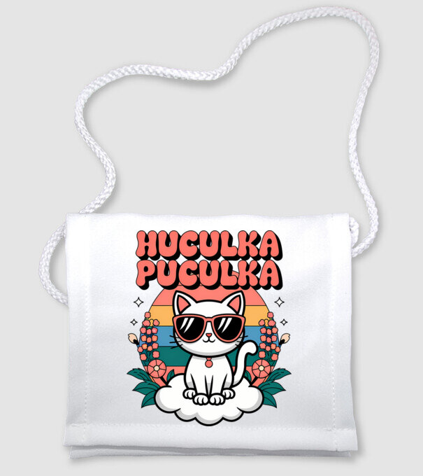 Huculka Puculka pisică 1 model alb pe tricou