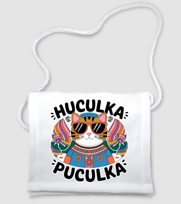 Huculka Puculka pisică 3 model alb pe tricou