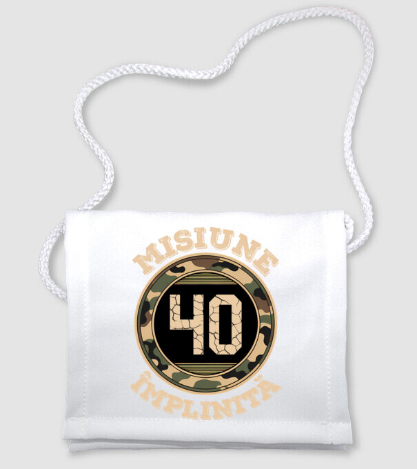 Misiune împlinită 40 model alb pe tricou