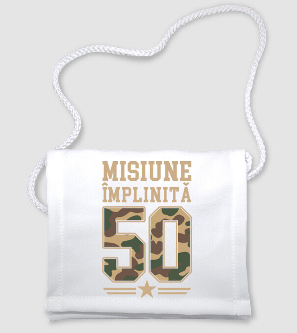 Misiune împlinită 50 model alb pe tricou