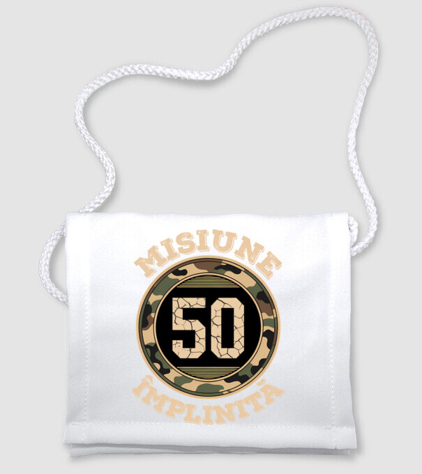 Misiune împlinită 50 model alb pe tricou