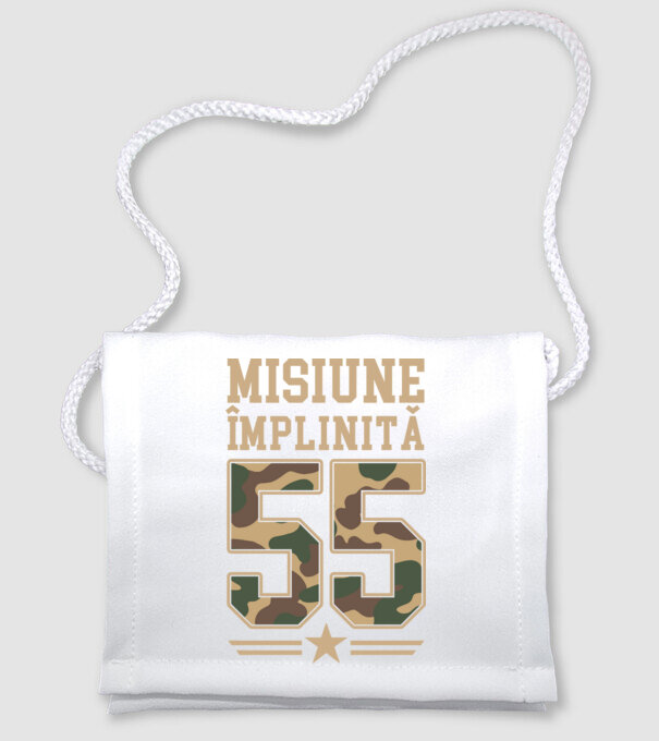 Misiune împlinită 55 model alb pe tricou