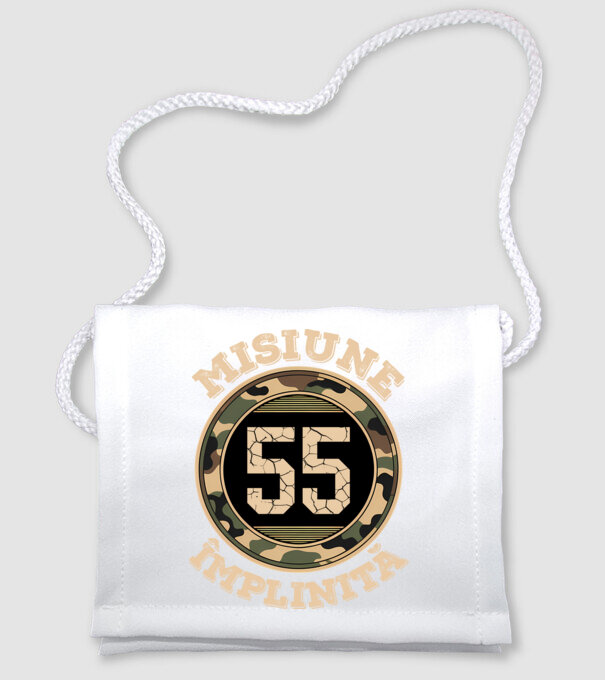 Misiune împlinită 55 model alb pe tricou