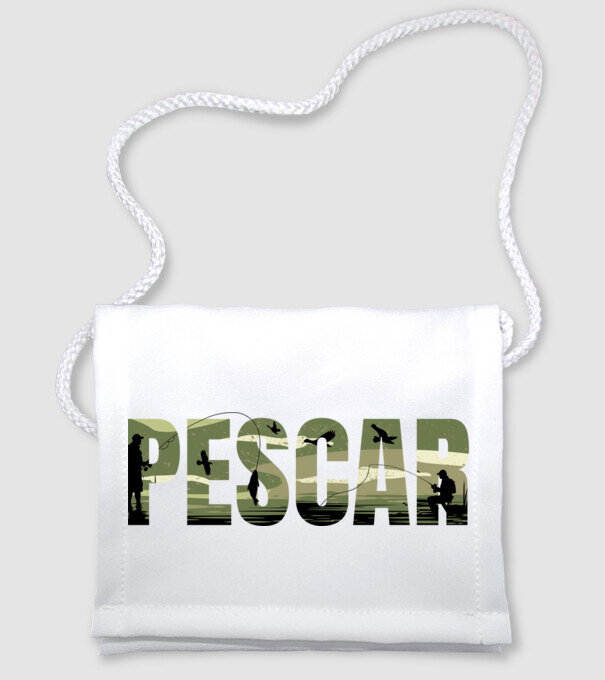 PESCAR model alb pe tricou