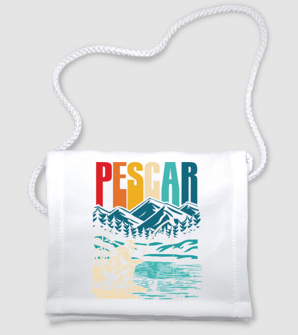 Pescar retro model alb pe tricou