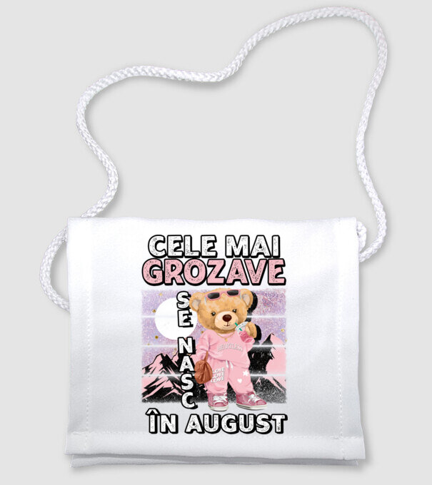 RETRO teddy fetişcană AUGUST model alb pe tricou