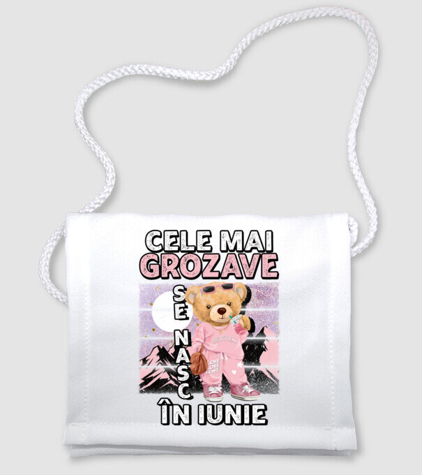 RETRO teddy fetişcană IUNIE model alb pe tricou