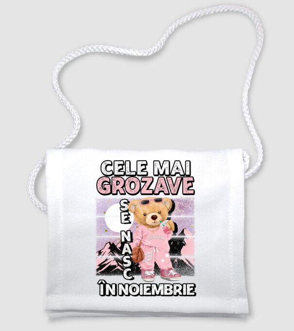 RETRO teddy fetişcană NOIEMBRIE model alb pe tricou