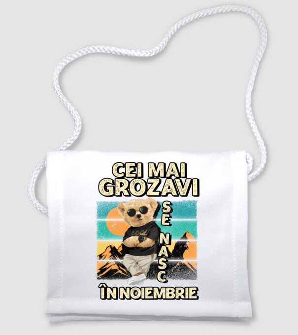 RETRO teddy NOIEMBRIE model alb pe tricou