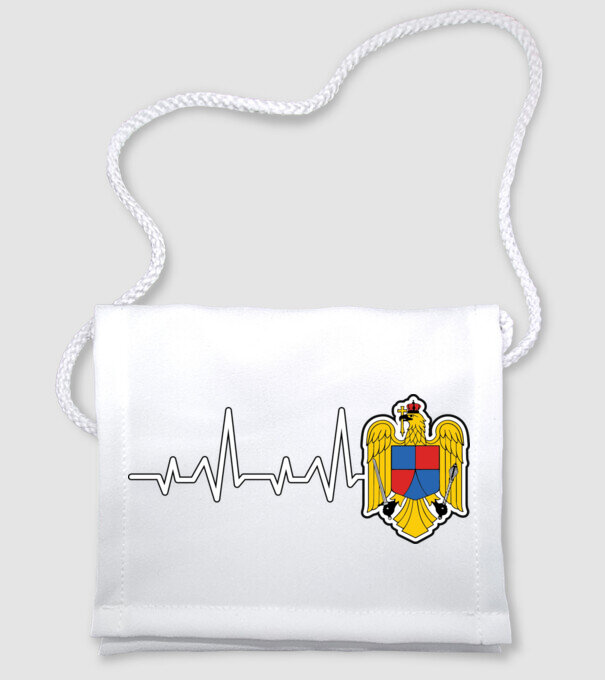 ROMANIA heartbeat model alb pe tricou