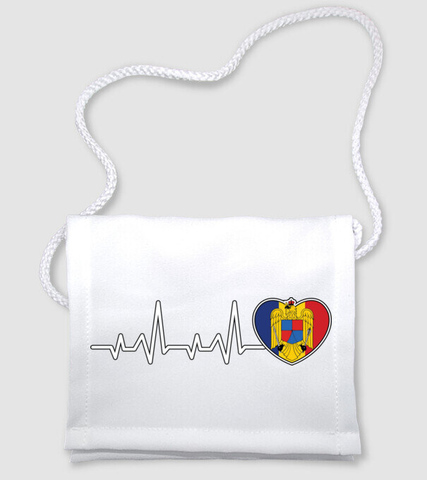 ROMANIA heartbeat model alb pe tricou
