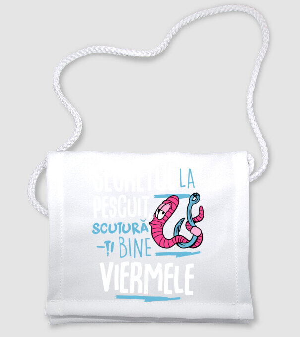 Secretul la pescuit scutură-ți bine viermele model alb pe tricou
