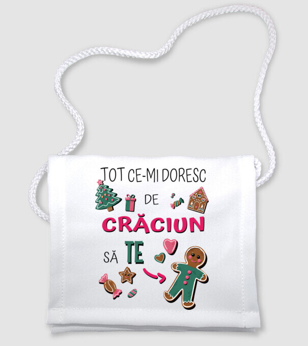 Tot ce-mi doresc de Crăciun să TE om alb model alb pe tricou