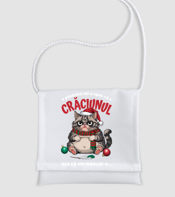Am mâncat pasărea Crăciun pisică Negru model alb pe tricou