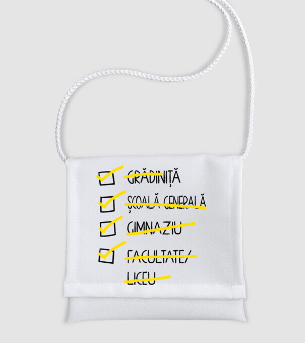 Cheklist educație - Facultate alb model alb pe tricou