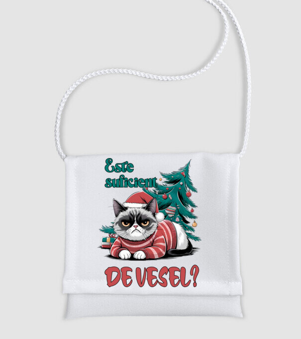 Este suficient de vesel? pisică Crăciun model alb pe tricou