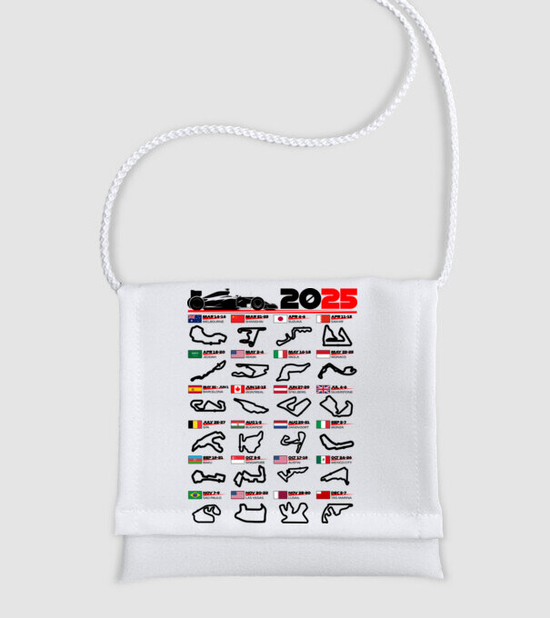 F1 calendar 2025 model alb pe tricou