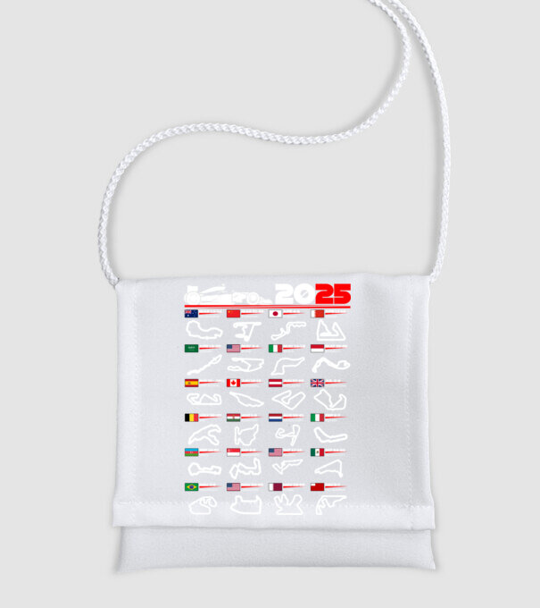 F1 calendar 2025 negru model alb pe tricou